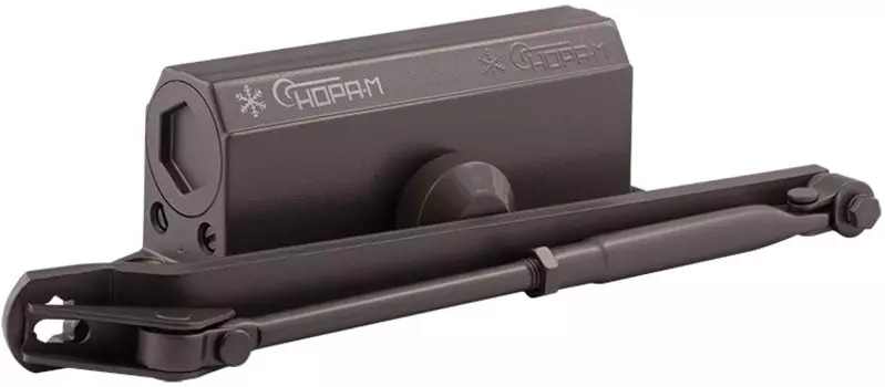 Доводчик НОРА-М 3S-F дверной бол. морозостойкий с фиксацией - Графит