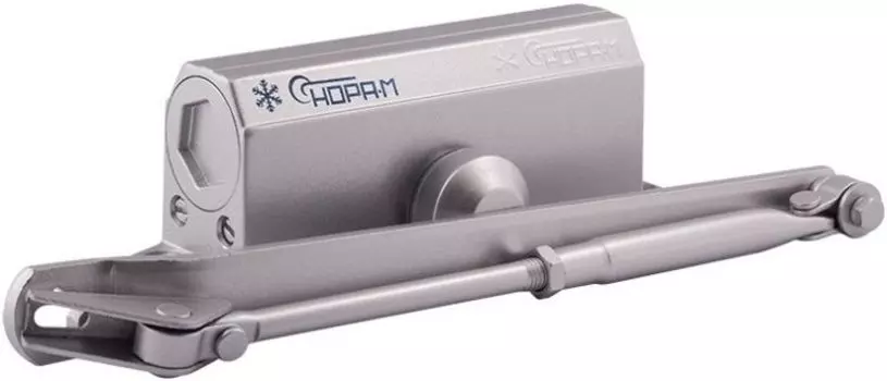 Доводчик НОРА-М 3S-F дверной бол. морозостойкий с фиксацией - Серебро