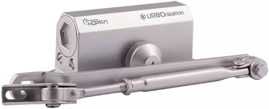 Доводчик НОРА-М 510F URBOnization дверной с фиксацией - Серебро