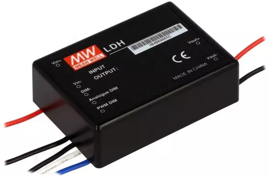 Драйвер светодиодный Mean Well LDH-45B-1050W вход 18…32В DC, выход 1050мА/21…43В, удаленное вкл/выкл, регулировка яркости свечения, пластиковый гермет