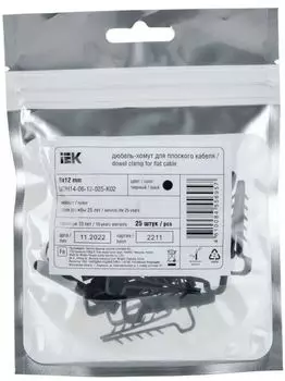 Дюбель-хомут IEK UDH14-06-12-025-K02 6х12мм плоск. каб. нейл. черн. (25шт/упак)