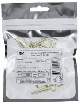 Дюбель-хомут IEK UDH14-06-12-025-K01 6х12мм плоск. каб. нейл. белый (25шт/упак)