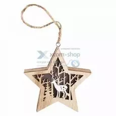 Фигура светодиодная NEON-NIGHT 504-022 звездочка, деревянная с подсветкой, 24*13*3,6 см