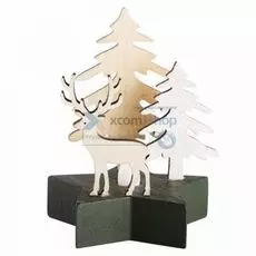 Фигура светодиодная NEON-NIGHT 504-042 олень в лесу, деревянная с подсветкой, 9*8*10 см