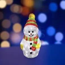 Фигура светодиодная NEON-NIGHT 513-275 акриловая, снеговик с шарфом 30 см, 40 светодиодов, IP44, понижающий трансформатор в комплекте