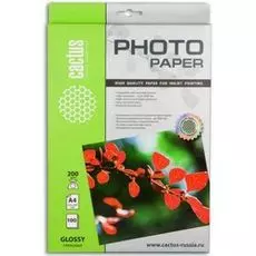 Фотобумага Cactus CS-GA4200100 A4/200г/м2/100л./белая, глянцевая для струйной печати