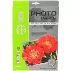 Фотобумага Cactus CS-MA419025 A4/190г/м2/25л./белая, матовая для струйной печати