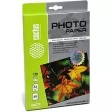 Фотобумага Cactus CS-MA517050 A5/170г/м2/50л./белая, матовая для струйной печати