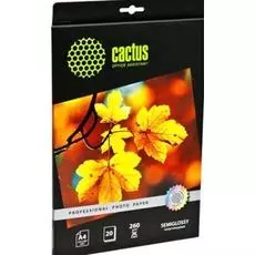 Фотобумага Cactus CS-SGA426020 Professional, полуглянцевая, А4, 260 г/м2, 20 листов