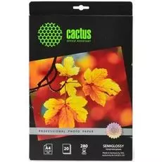 Фотобумага Cactus CS-SGA428020 A4/280г/м2/20л./белая, полуглянцевая для струйной печати