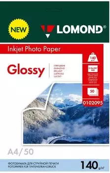 Фотобумага Lomond 102095 140 г/м2, А4, двухсторонняя, глянцевая/глянцевая, 50 л