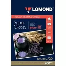 Фотобумага Lomond 1101113 ПРЕМИУМ для стр.печати 200 г/м2 одностор.Super Glossy Bright 10х15см(20л)