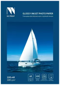 Фотобумага NVP NVP-180Gl4Rs100 глянцевая, для струйной печати 180 г/м, 4R(100mmx150mm), 100 листов