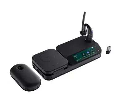 Гарнитура беспроводная Yealink BH71 Workstation Pro BT, шумоподавление, зарядка Qi, дисплей 3'', USB-хаб, зарядный кейс