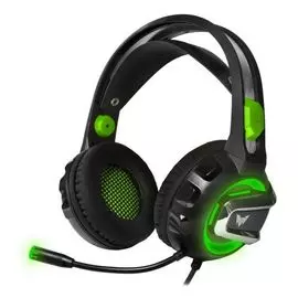 Гарнитура проводная Crown CMGH-3002 black/green, jack 3.5мм 4pin+адаптер 2*jack spk+mic+USB для подсветки, 20Гц-20000Гц, 3.2м, рег.громкости, микрофон