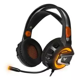 Гарнитура проводная Crown CMGH-3003 CM000003081 black/orange, jack 3.5мм 4pin+адаптер 2*jack spk+mic+USB для подсветки, 20Гц-20000Гц, 3.2м, рег.громко