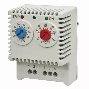 Гигростат DKC R5ETUH22 электронный, 230 В, регулировка температуры 0…+60°C, регулировка влажности 20…90%, переключающий контакт, "RAM Klima"