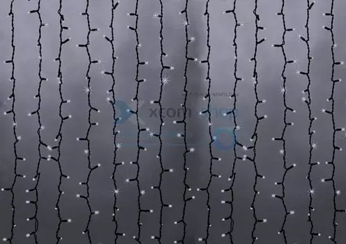 Гирлянда NEON-NIGHT 235-265 светодиодный дождь 2х6м, эффект водопада, черный провод, 230 В, диоды белые, 1500 LED