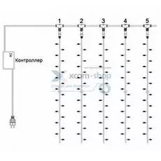 Гирлянда NEON-NIGHT 235-435 светодиодный дождь 2х3м, эффект водопада, прозрачный провод, 24В, диоды белые, 240 LED