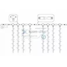 Гирлянда NEON-NIGHT 237-165 светодиодный дождь 2х6м, постоянное свечение, черный провод каучук, 230 В, диоды белые, 1500 LED