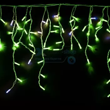 Гирлянда NEON-NIGHT 255-164 айсикл 4,8х0,6 м, с эффектом мерцания, белый ПВХ, 176LED, цвет: зелёный, 220В