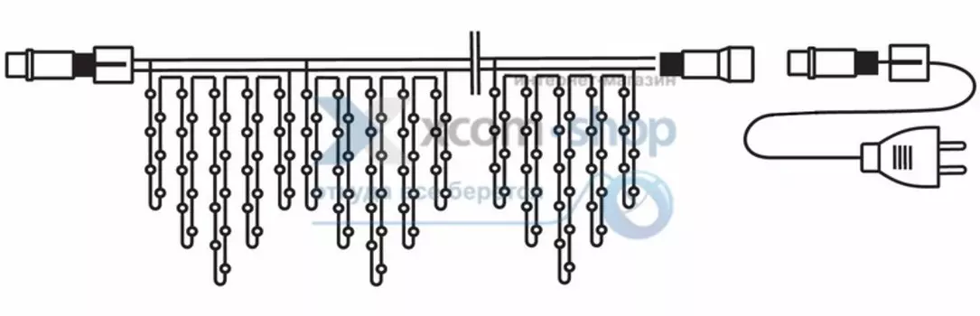 Гирлянда NEON-NIGHT 255-201 айсикл (бахрома) светодиодный, 4,0 х 0,6 м, белый провод "КАУЧУК", 230 В, диоды желтые, 128 LED