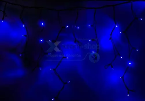 Гирлянда NEON-NIGHT 255-243 айсикл (бахрома) светодиодный, 5,6 х 0,9 м, черный провод каучук, 230 В, диоды синие, 240 LED