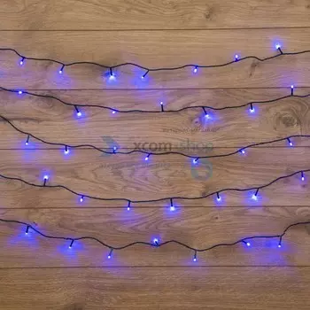 Гирлянда NEON-NIGHT 303-023 твинкл лайт 6м, темно-зеленый ПВХ, 40 LED, цвет: синий