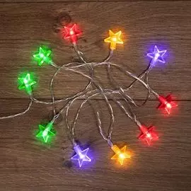 Гирлянда NEON-NIGHT 303-090 светодиодная «Звездочки» 1.5 м, 10 LED, прозрачный ПВХ, цвет свечения мультиколор, 2 х АА (батарейки не в комплекте) NEON-