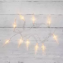 Гирлянда NEON-NIGHT 303-093 светодиодная «Сосульки» 1.5 м, 10 LED, прозрачный ПВХ, цвет свечения теплый белый, 2 х АА (батарейки не в комплекте)