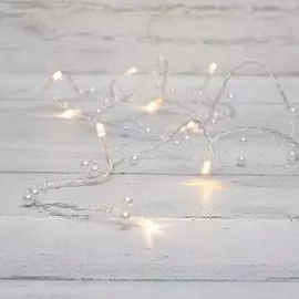 Гирлянда NEON-NIGHT 303-097 светодиодная «Жемчужинки» 1.5 м, 10 LED, прозрачный ПВХ, цвет свечения теплый белый, 2 х АА (батарейки не в комплекте)