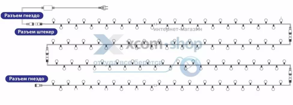 Гирлянда NEON-NIGHT 303-509-1 мультиколор шарики 13мм, 20м, черный ПВХ, 200 диодов, цвет RGB