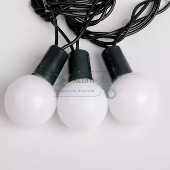 Гирлянда NEON-NIGHT 303-555 мультиколор шарики 18мм 5м, темно-зеленый ПВХ, 25 диодов, цвет белый