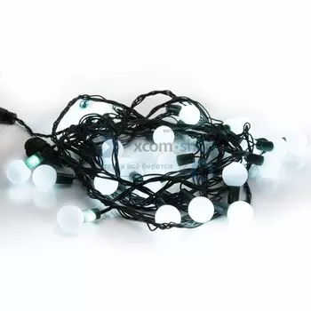 Гирлянда NEON-NIGHT 303-595 мультиколор шарики 23мм, 10м, черный каучук, 80 LED, постоянное свечение, цвет белый