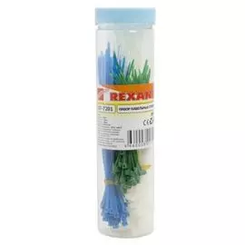 Хомут Rexant 07-7201 стяжка нейлоновая, 100, 150, 200 мм, цветные, тубус 200 шт.