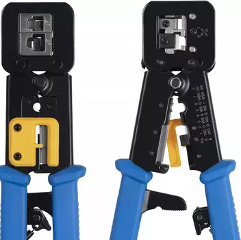 Инструмент Cabeus HT-376Z обжимной для коннекторов быстрой установки RJ-45 (8р8с), RJ-11/12 (6р6с, 6р4с, 6р2с), профессиональный, с храповым механизмо