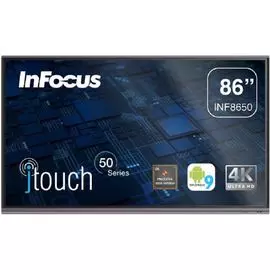 Интерактивная панель InFocus INF8650 86", 3840x2160/60 Hz, ИК тачскрин 20 касаний, 400cd/m2, 5000:1, 4GB DDR4, 32GB, Android 9.0, колонки 2*20 Вт, пул