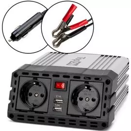 Инвертор автомобильный TopOn TOP-PI302 300W, 2 розетки, 2 USB, пиковая мощность 600W,черный