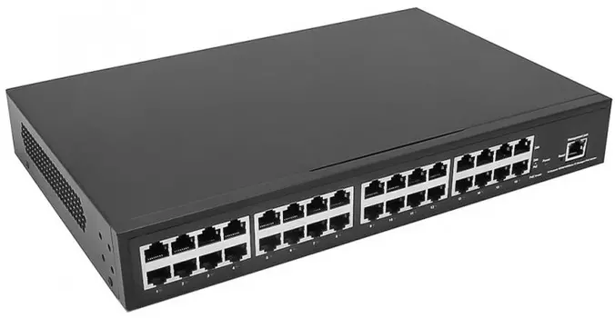 Инжектор PoE NST NS-PI-24G Gigabit Ethernet на 24 порта. Соответствует стандартам PoE IEEE 802.3af/at. Автоматическое определение PoE устройств. Мощно