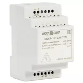 Источник бесперебойного питания Бастион SKAT-12-2.0 DIN 12В, 2А, пластиковый корпус под DIN рейку, внешний АКБ от 7Ач, ащита от КЗ, глубокого разряда