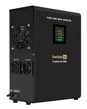 Источник бесперебойного питания Exegate FineSine SX-2000.LCD.AVR.2SH EX296001RUS (инвертор, синус, для котла, настенный) 2000VA/1400W, чистая синусоид