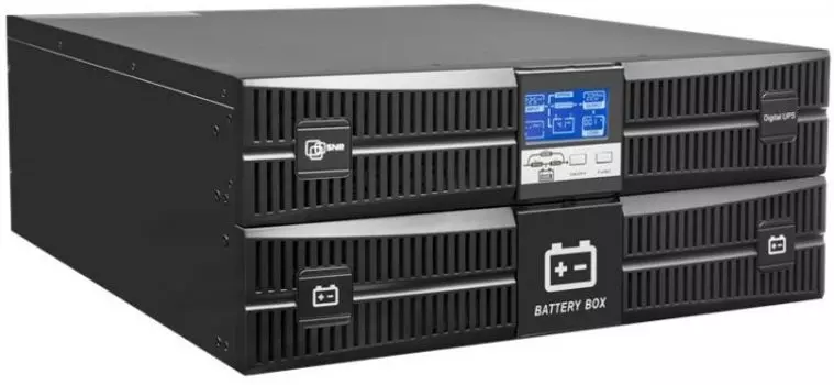 Источник бесперебойного питания SNR SNR-UPS-ONRT-10000-INT on-line, мощность 10 кВА/10 кВт, со встроенными АКБ 12В/9Ач х 16, ток заряда до 1А, фаза 1:
