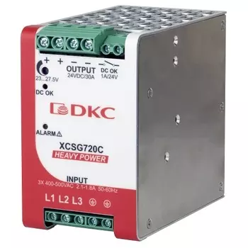 Источник питания DKC XCSG720C трехфазный, 720Вт, 30А, 24В, "HEAVY POWER"