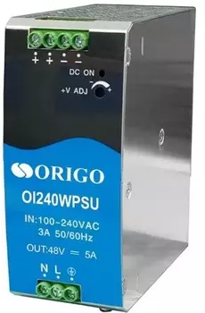 Источник питания ORIGO OI240WPSU/A1A 240 Вт на DIN-рейку, выход 48 В DC, -40..70°C
