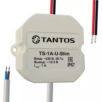 Источник питания Tantos TS-1A-U-Slim 12В, 1А в корпусе IP67 (всепогодный), 48х56х28 мм
