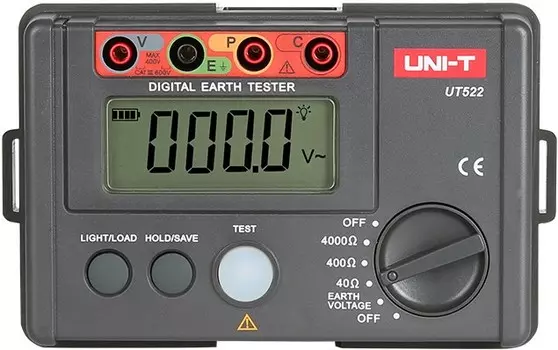 Измеритель сопротивления заземления UNI-T UT522 до 4000Ом для точного трехпроводного и простого двухпроводного измерения
