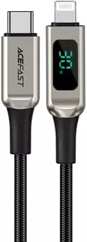 Кабель ACEFAST C6-01 USB Type-C/Lightning, 1.2м, с цифровым дисплеем, серебристый