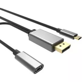 Кабель-адаптер VCOM CU422MCPD-1.8M USB 3.1 Type-C (m)- DP (m) 4K/60Hz, PD, aluminium shell, 1.8м
