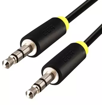 Кабель акустический GCR GCR-AVC1114-0.25m jack 3,5mm/jack 3,5mm черный, желтая окантовка, ультрагибкий, 28 AWG, AM/AM, Premium, экран, стерео, 16083