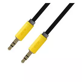 Кабель акустический GCR GCR-AVC8114-0.5m jack 3,5mm/jack 3,5mm, 0.5m, нейлон, черный, желтая окантовка, ультрагибкий, 28 AWG, AM/AM, Premium, экран, с